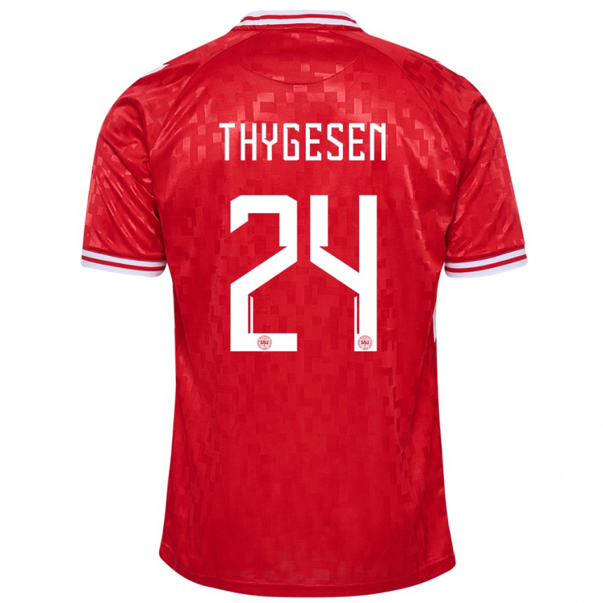 キッズフットボールデンマークサラ・チューイセン#24赤ホームシャツ24-26ジャージーユニフォーム