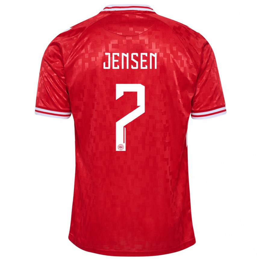 キッズフットボールデンマークヴィクトル・イェンセン#7赤ホームシャツ24-26ジャージーユニフォーム