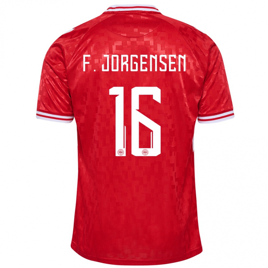 キッズフットボールデンマークフィリップ・ヨルゲンセン#16赤ホームシャツ24-26ジャージーユニフォーム