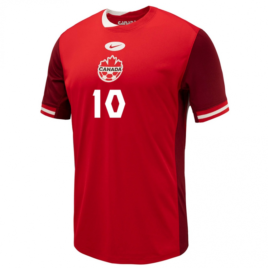 キッズフットボールカナダアシュリー・ローレンス#10赤ホームシャツ24-26ジャージーユニフォーム