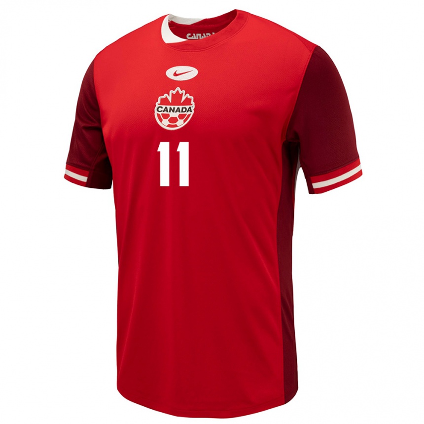 キッズフットボールカナダLatifah Abdu#11赤ホームシャツ24-26ジャージーユニフォーム