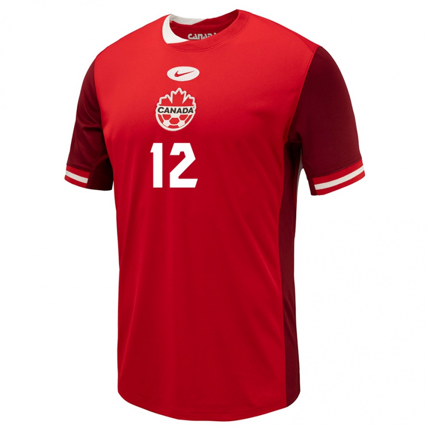 キッズフットボールカナダタジョン・ブキャナン#12赤ホームシャツ24-26ジャージーユニフォーム