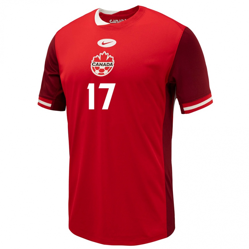 キッズフットボールカナダエティエンヌ・マーク・クロード・ゴーディン#17赤ホームシャツ24-26ジャージーユニフォーム