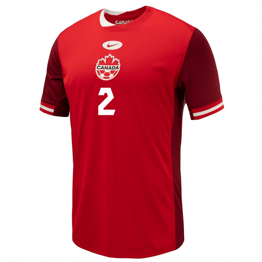 キッズフットボールカナダTheo Rigopoulos#2赤ホームシャツ24-26ジャージーユニフォーム