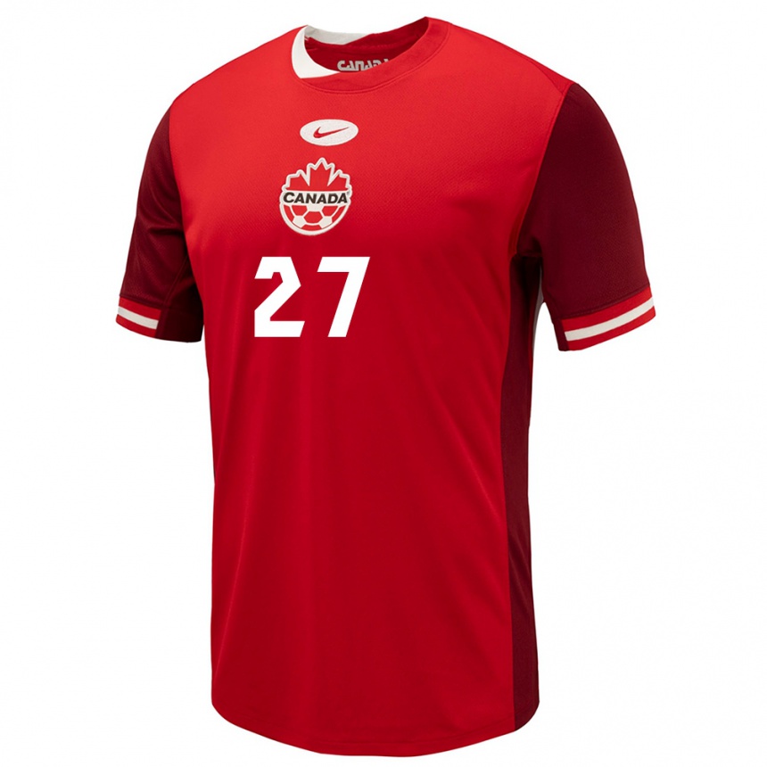 キッズフットボールカナダスラ・イェッカ#27赤ホームシャツ24-26ジャージーユニフォーム
