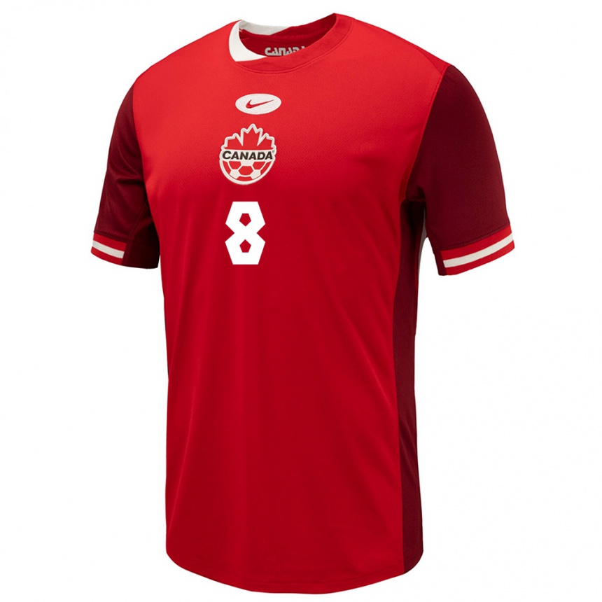 キッズフットボールカナダデヴィッド・ウォザースプーン#8赤ホームシャツ24-26ジャージーユニフォーム