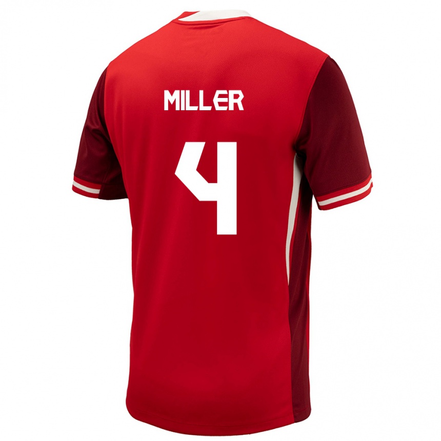 キッズフットボールカナダカマル・ミラー#4赤ホームシャツ24-26ジャージーユニフォーム