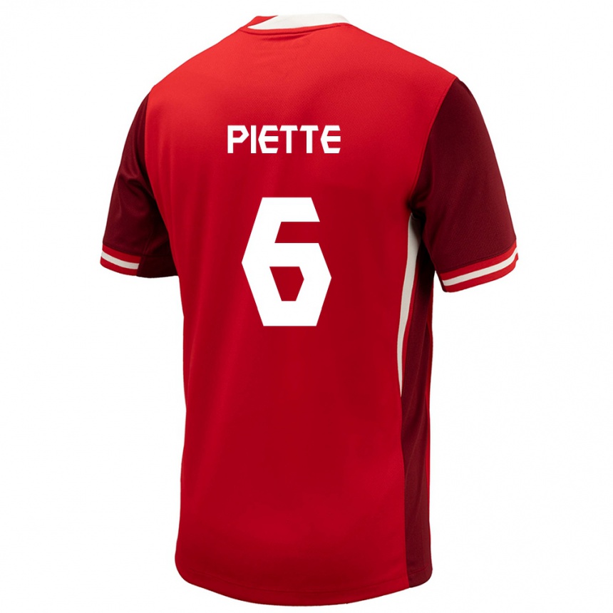 キッズフットボールカナダサミュエル・ピエット#6赤ホームシャツ24-26ジャージーユニフォーム