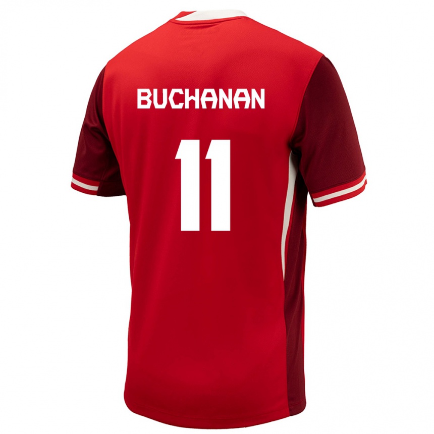 キッズフットボールカナダタジョン・ブキャナン#11赤ホームシャツ24-26ジャージーユニフォーム