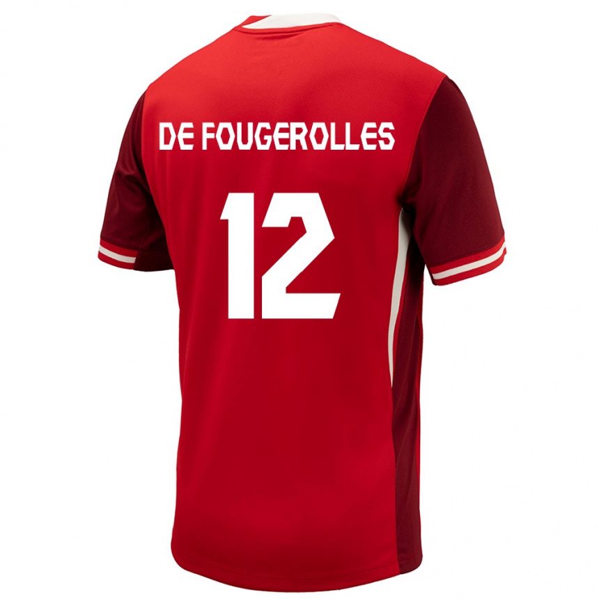 キッズフットボールカナダリュック・ド・フジェロル#12赤ホームシャツ24-26ジャージーユニフォーム