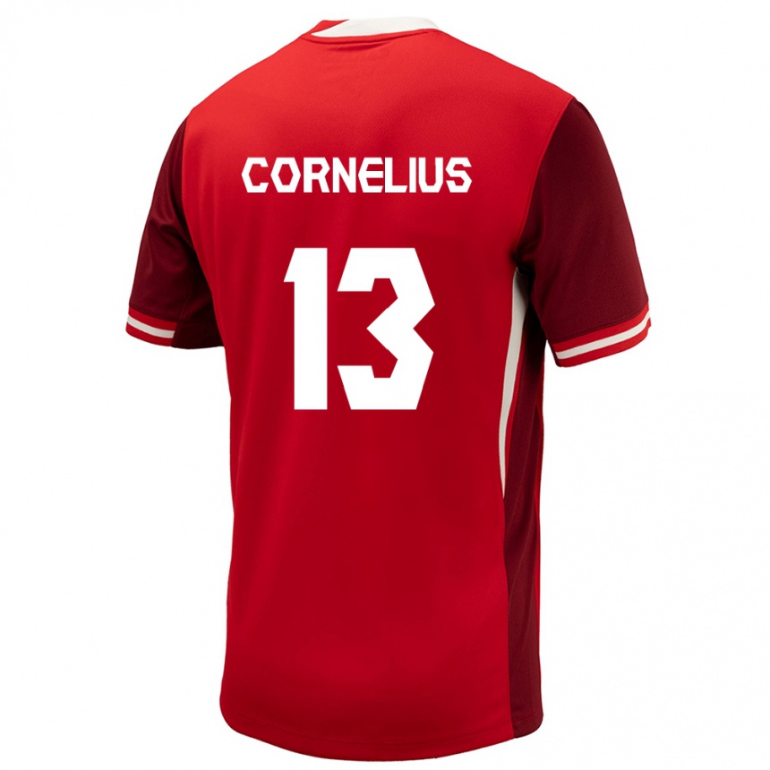 キッズフットボールカナダデレク・コーネリアス#13赤ホームシャツ24-26ジャージーユニフォーム