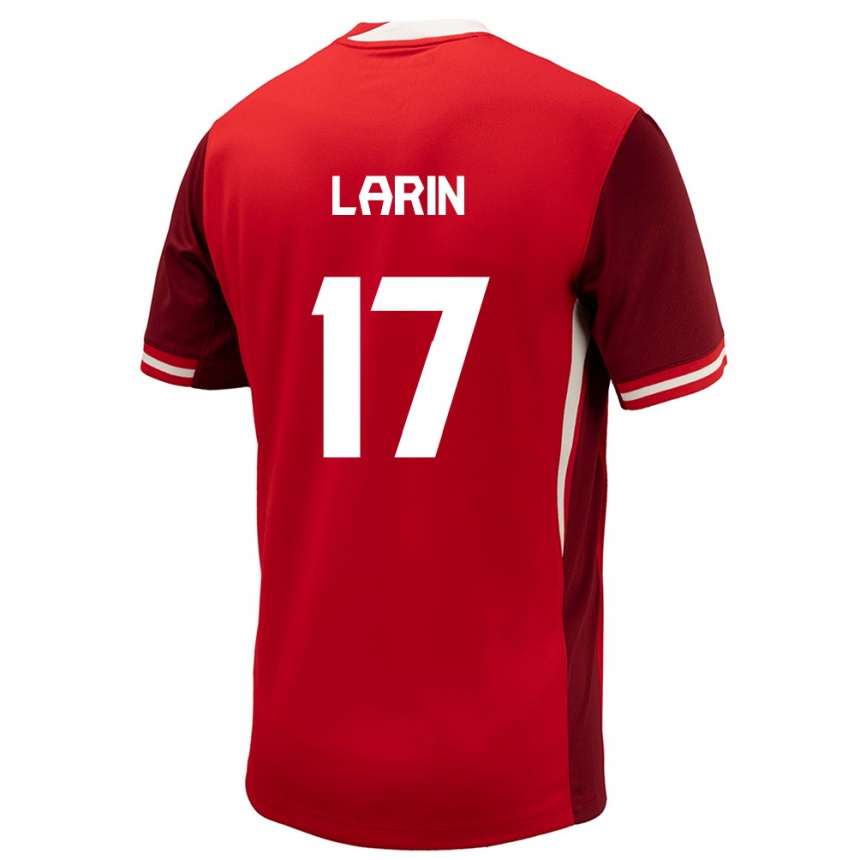 キッズフットボールカナダサイル・ラリン #17赤ホームシャツ24-26ジャージーユニフォーム