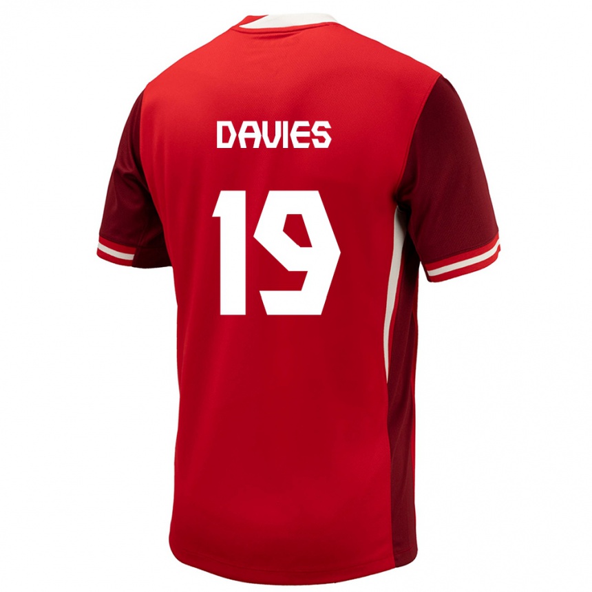 キッズフットボールカナダアルフォンソ・デイヴィス#19赤ホームシャツ24-26ジャージーユニフォーム