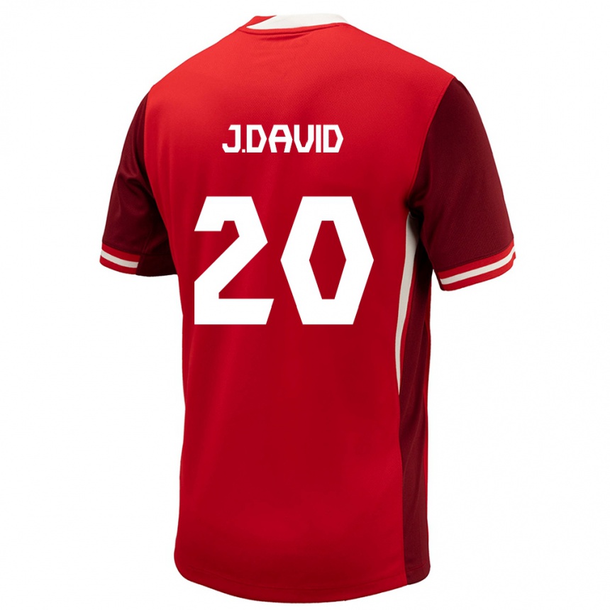 キッズフットボールカナダジョナサン・デイヴィッド#20赤ホームシャツ24-26ジャージーユニフォーム