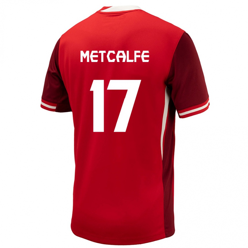 キッズフットボールカナダパトリック・メトカーフ#17赤ホームシャツ24-26ジャージーユニフォーム