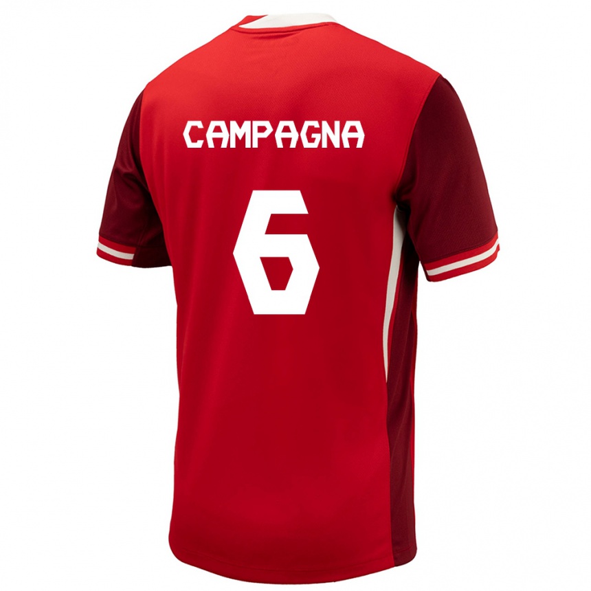 キッズフットボールカナダマッテオ・カンパーニャ#6赤ホームシャツ24-26ジャージーユニフォーム