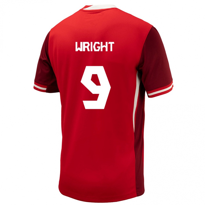 キッズフットボールカナダローウェル・ライト#9赤ホームシャツ24-26ジャージーユニフォーム