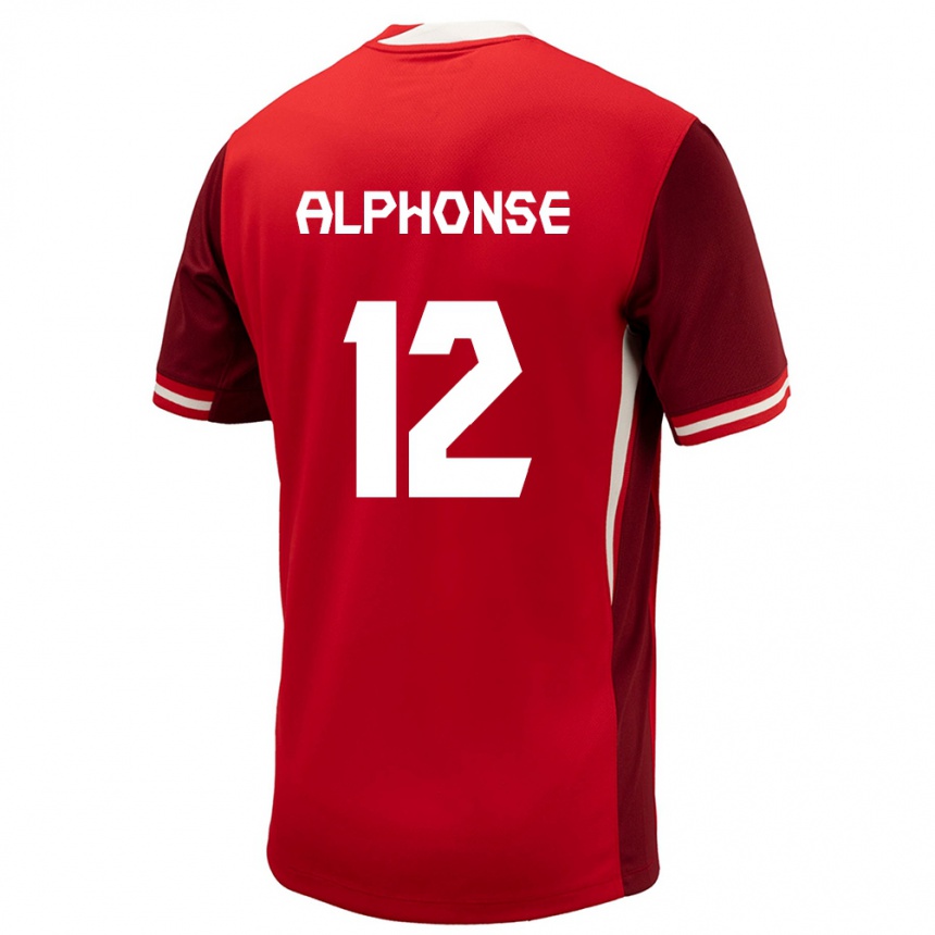 キッズフットボールカナダジェファーソン・アルフォンス#12赤ホームシャツ24-26ジャージーユニフォーム