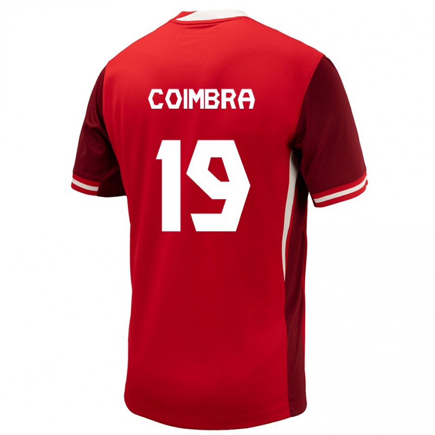 キッズフットボールカナダティアゴ・コインブラ#19赤ホームシャツ24-26ジャージーユニフォーム