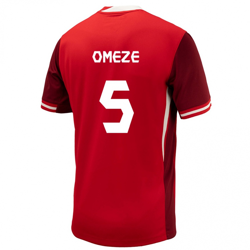 キッズフットボールカナダChimere Omeze#5赤ホームシャツ24-26ジャージーユニフォーム