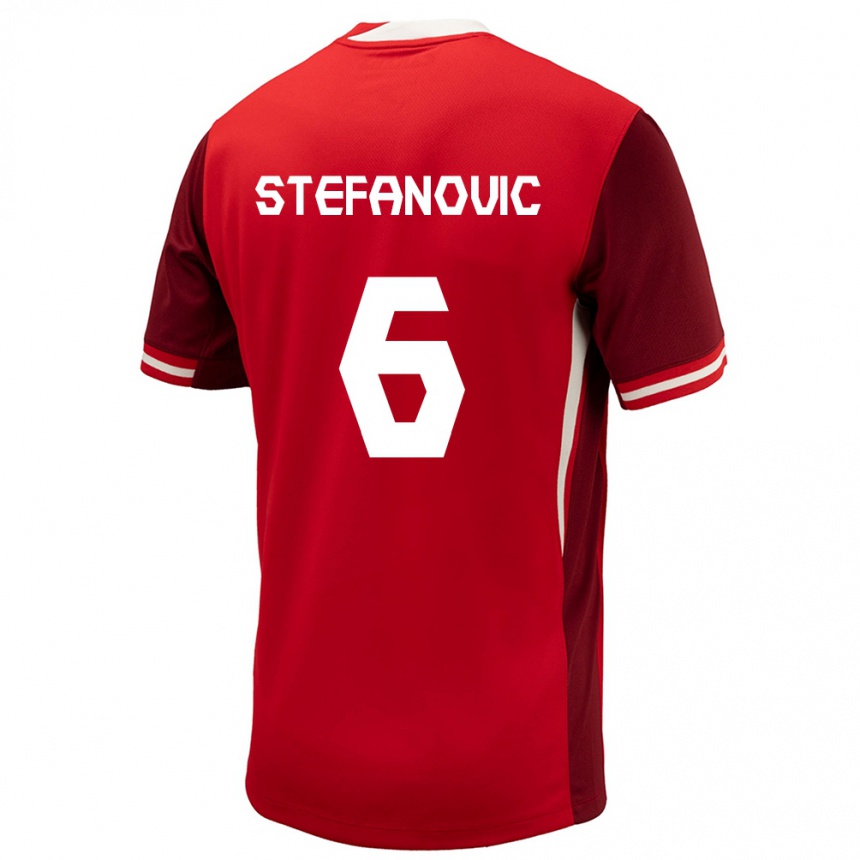 キッズフットボールカナダラザル・ステファノヴィック#6赤ホームシャツ24-26ジャージーユニフォーム