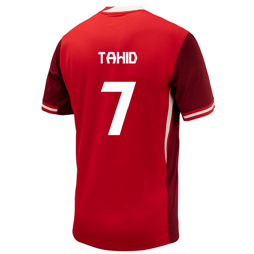 キッズフットボールカナダTaryck Tahid#7赤ホームシャツ24-26ジャージーユニフォーム