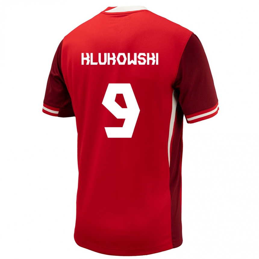 キッズフットボールカナダAntoni Klukowski#9赤ホームシャツ24-26ジャージーユニフォーム