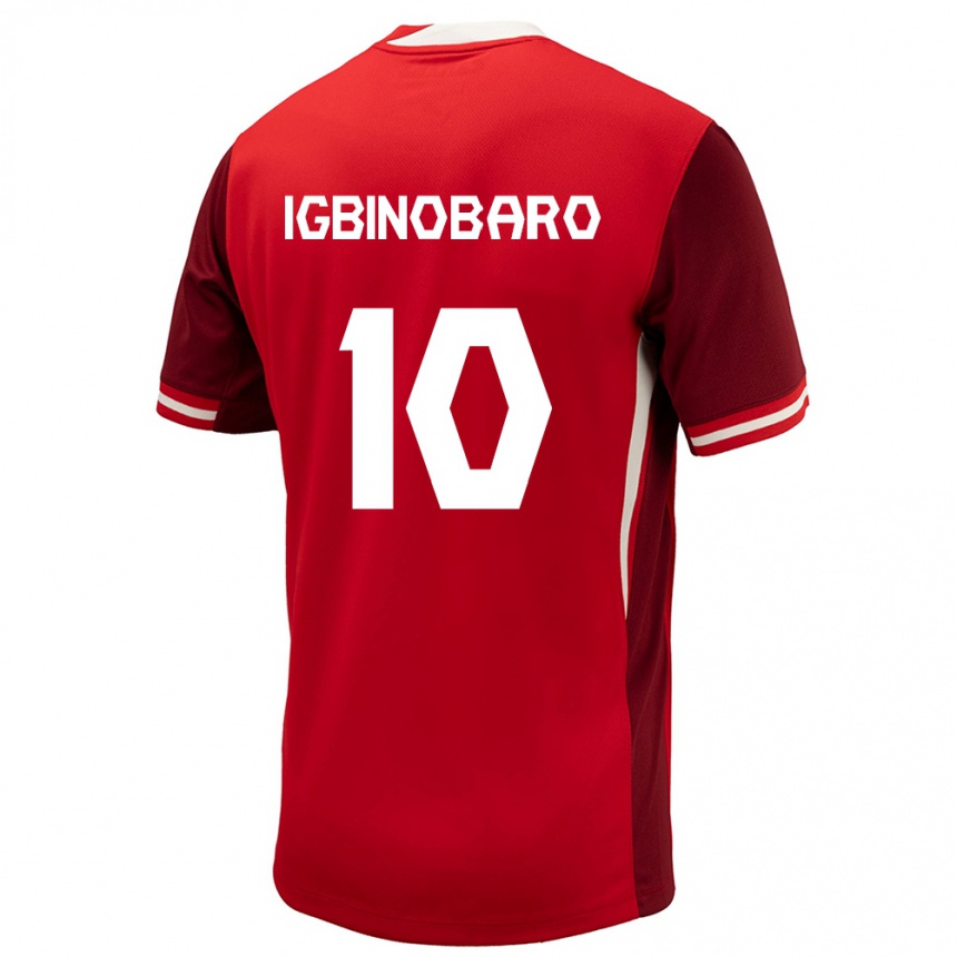 キッズフットボールカナダフィリップ・オサヤメン・イグビノバロ#10赤ホームシャツ24-26ジャージーユニフォーム