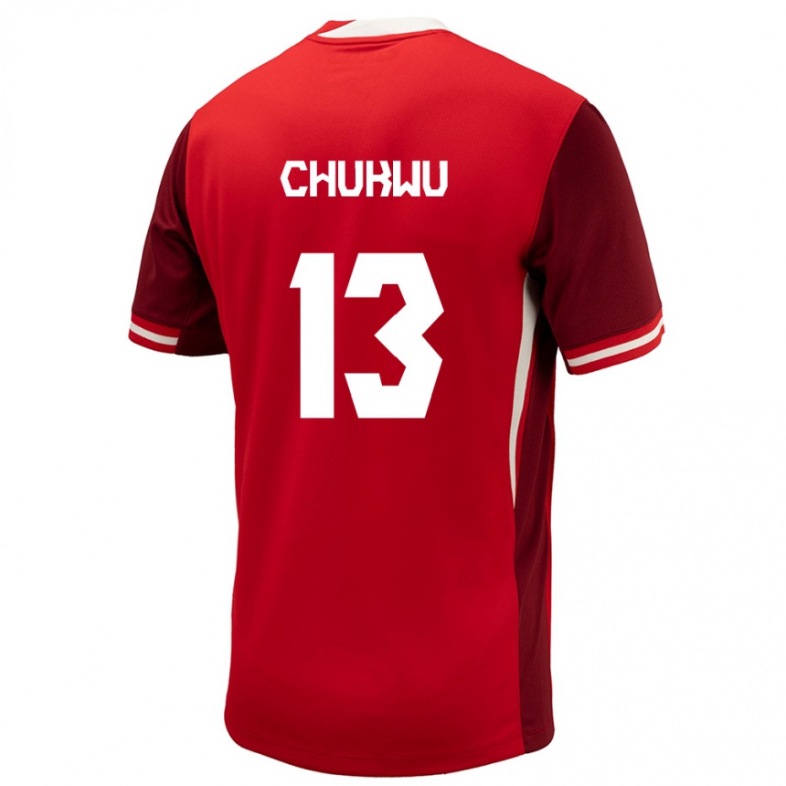 キッズフットボールカナダRichard Chukwu#13赤ホームシャツ24-26ジャージーユニフォーム