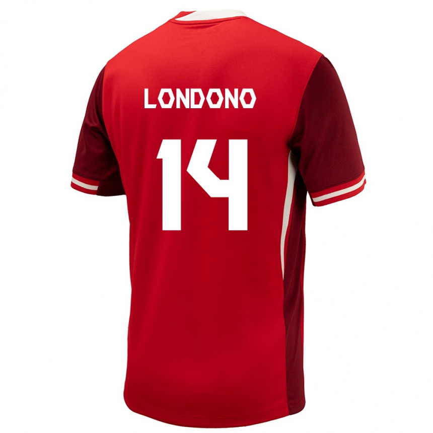キッズフットボールカナダTyler Londono#14赤ホームシャツ24-26ジャージーユニフォーム