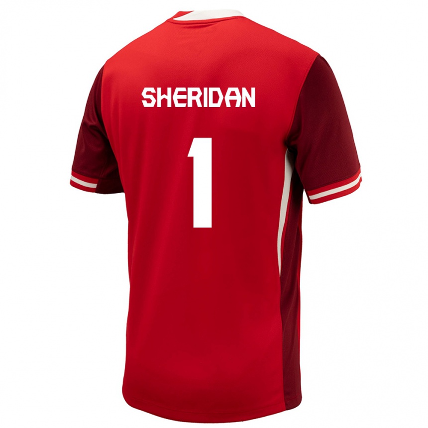 キッズフットボールカナダケーレン・シェリダン#1赤ホームシャツ24-26ジャージーユニフォーム