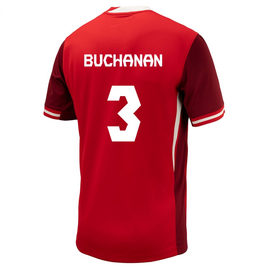キッズフットボールカナダカデイシャ・ブキャナン#3赤ホームシャツ24-26ジャージーユニフォーム