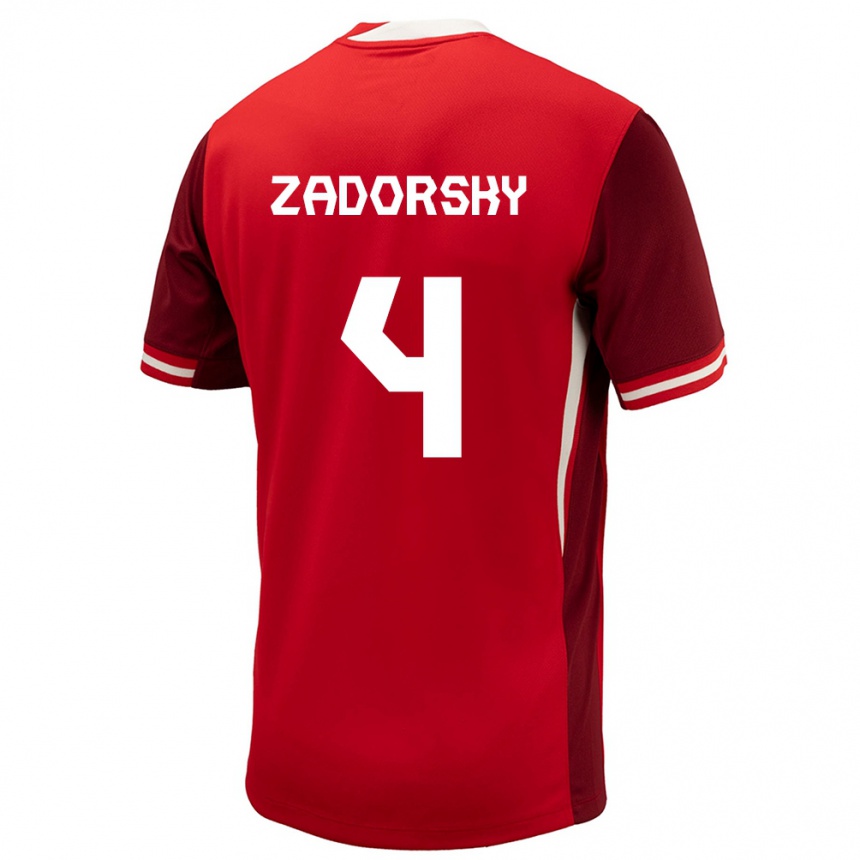 キッズフットボールカナダシェリナ・ザドルスキー#4赤ホームシャツ24-26ジャージーユニフォーム
