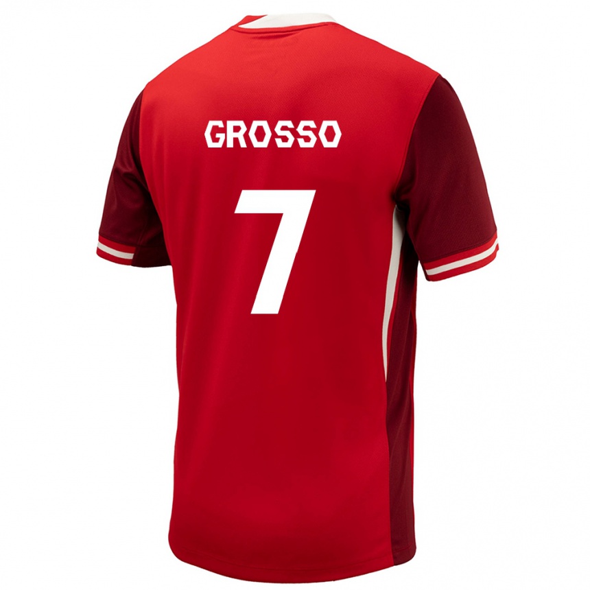キッズフットボールカナダジュリア・グロッソ#7赤ホームシャツ24-26ジャージーユニフォーム