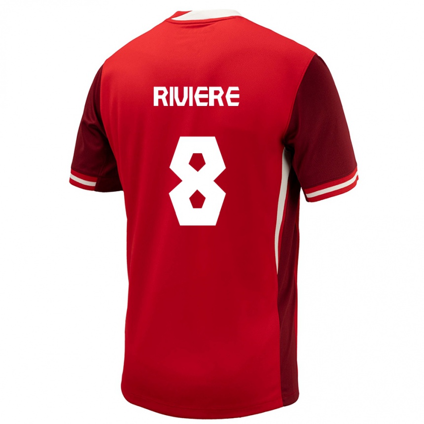 キッズフットボールカナダジェード・リビエール#8赤ホームシャツ24-26ジャージーユニフォーム