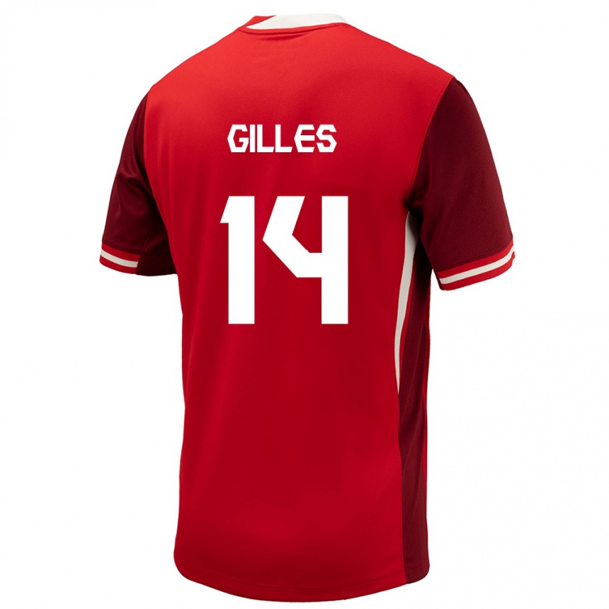 キッズフットボールカナダバネッサ・ギレス#14赤ホームシャツ24-26ジャージーユニフォーム