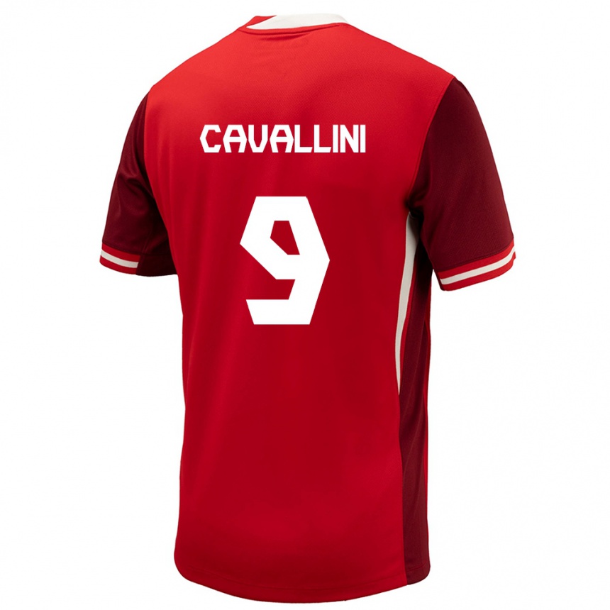 キッズフットボールカナダルカス･カヴァリーニ #9赤ホームシャツ24-26ジャージーユニフォーム