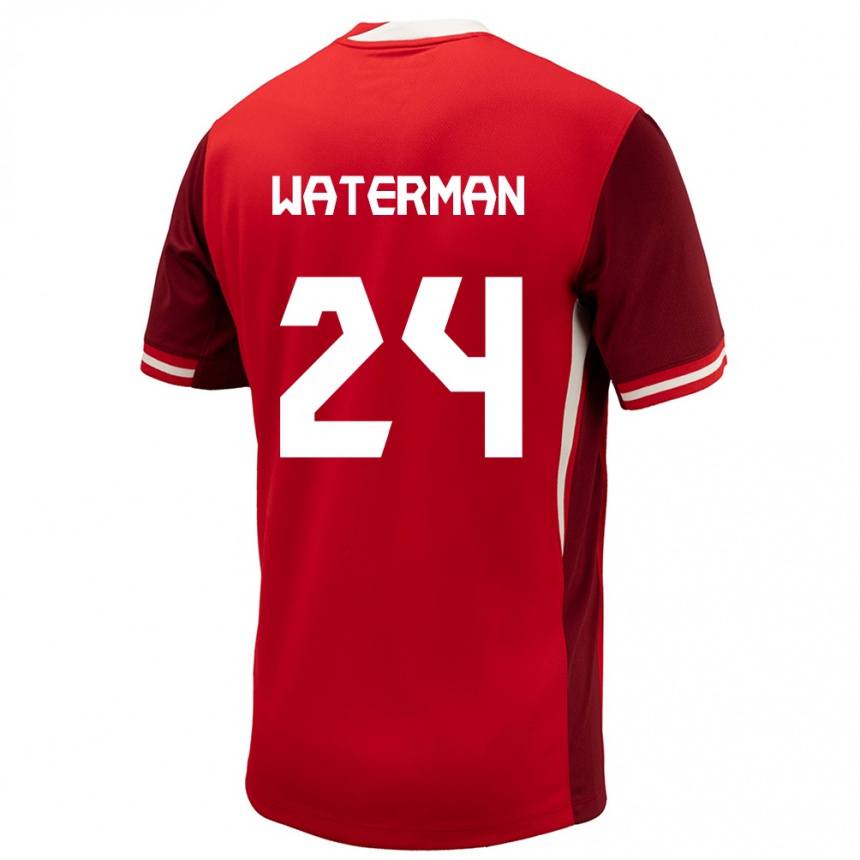 キッズフットボールカナダジョエル・ウォーターマン #24赤ホームシャツ24-26ジャージーユニフォーム