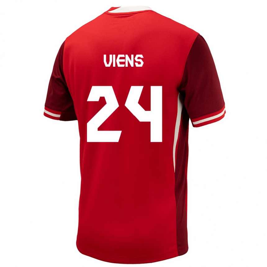 キッズフットボールカナダエーブリヌ・ビアン#24赤ホームシャツ24-26ジャージーユニフォーム