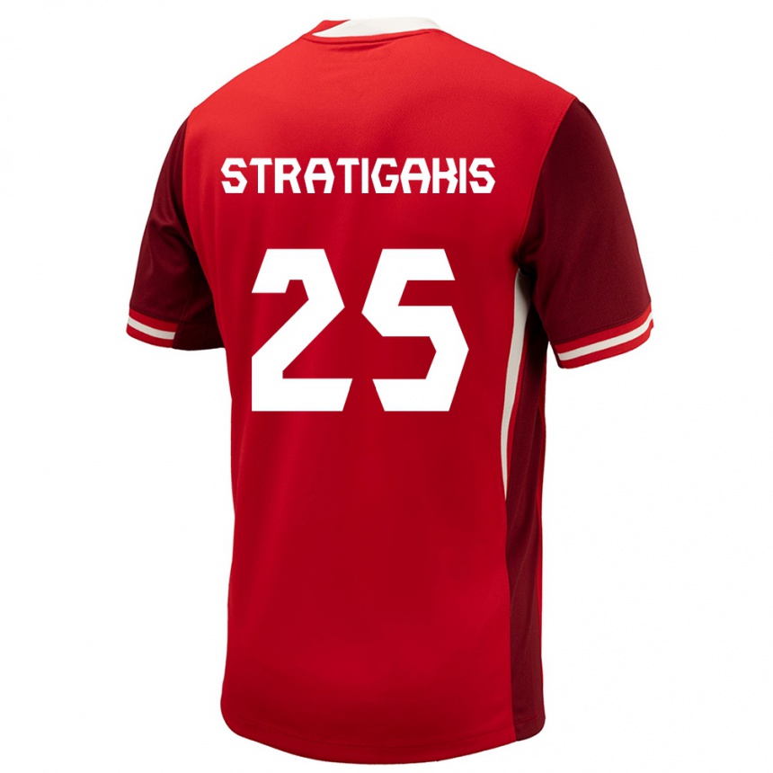 キッズフットボールカナダサラ・ストラティガキス#25赤ホームシャツ24-26ジャージーユニフォーム
