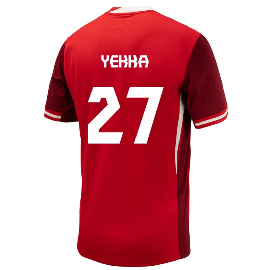 キッズフットボールカナダスラ・イェッカ#27赤ホームシャツ24-26ジャージーユニフォーム