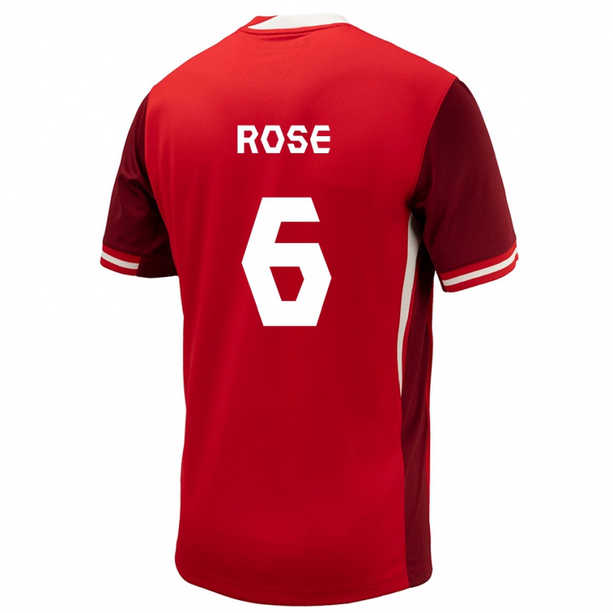 キッズフットボールカナダディアン・ローズ#6赤ホームシャツ24-26ジャージーユニフォーム