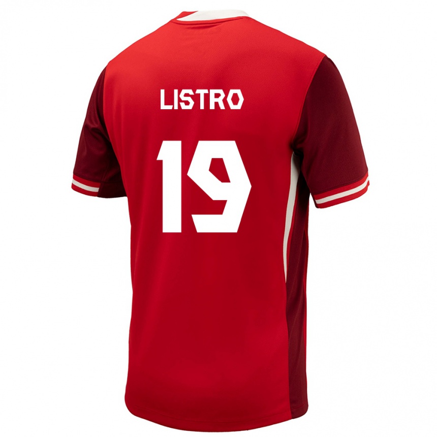 キッズフットボールカナダJordyn Listro#19赤ホームシャツ24-26ジャージーユニフォーム