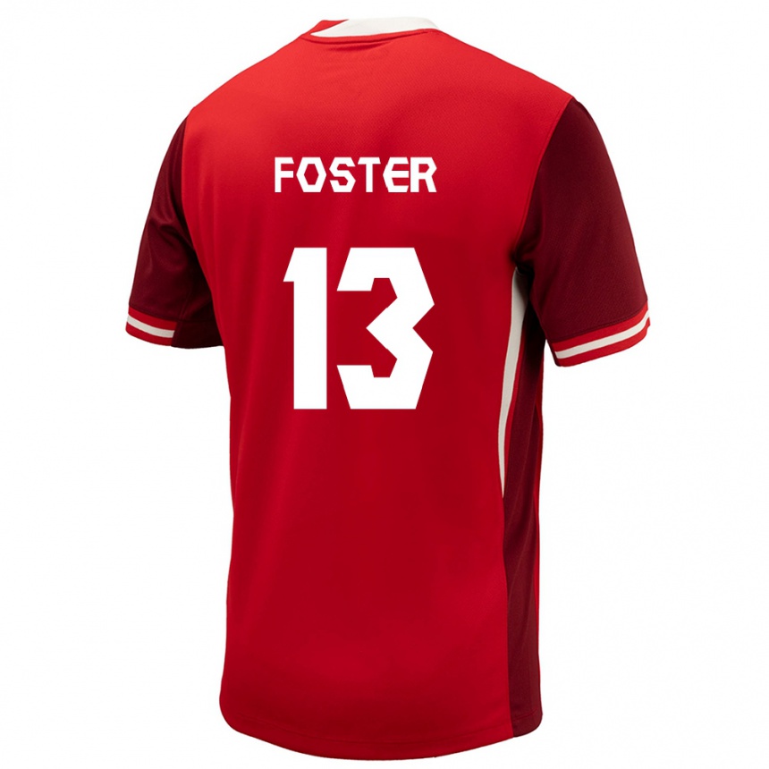 キッズフットボールカナダライリー・フォスター#13赤ホームシャツ24-26ジャージーユニフォーム