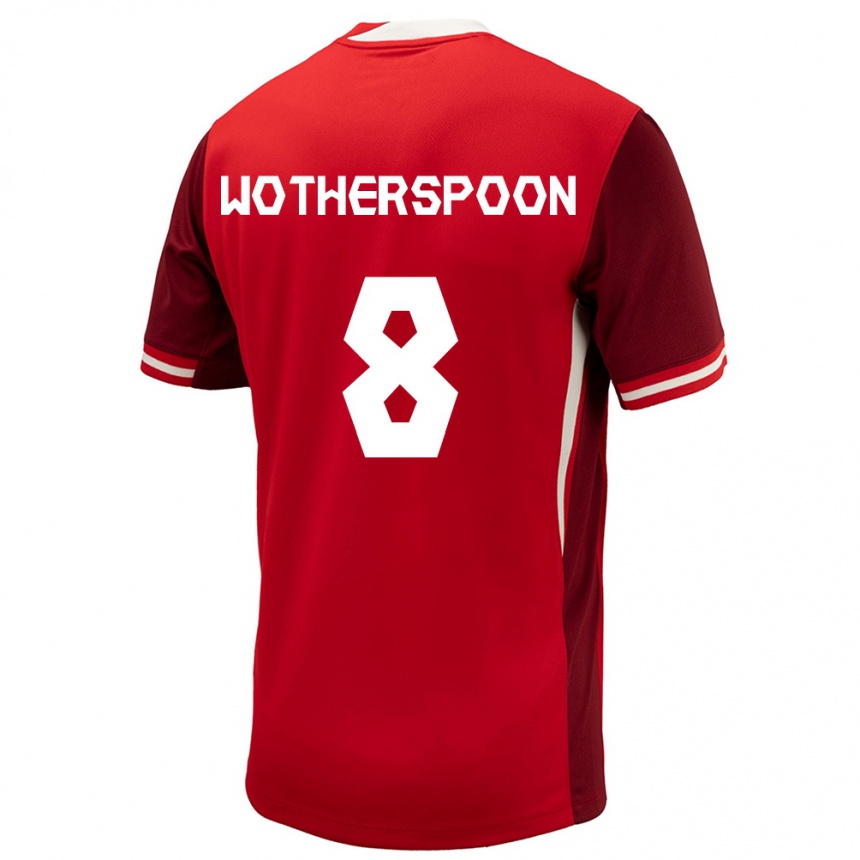 キッズフットボールカナダデヴィッド・ウォザースプーン#8赤ホームシャツ24-26ジャージーユニフォーム