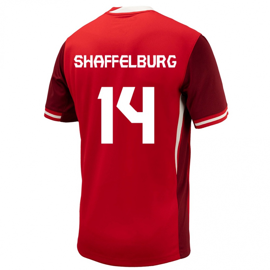 キッズフットボールカナダジェイコブ・シャッフェルバーグ#14赤ホームシャツ24-26ジャージーユニフォーム