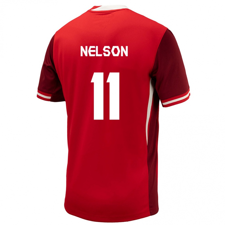 キッズフットボールカナダジェイデン・ネルソン#11赤ホームシャツ24-26ジャージーユニフォーム