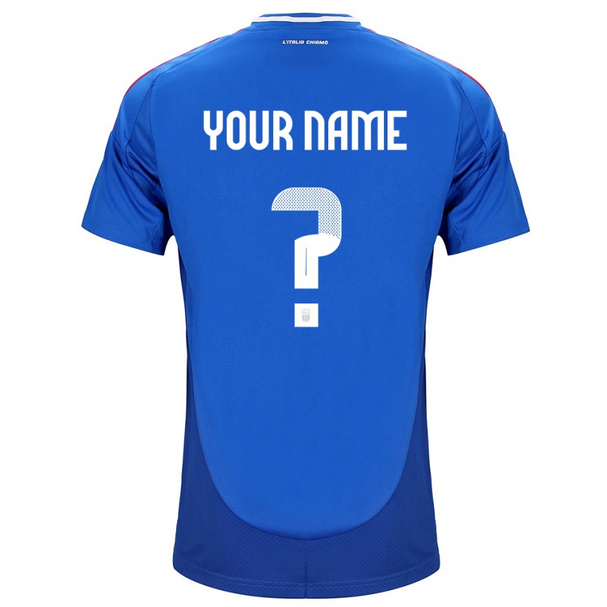 キッズフットボールイタリアあなたの名前#0青ホームシャツ24-26ジャージーユニフォーム