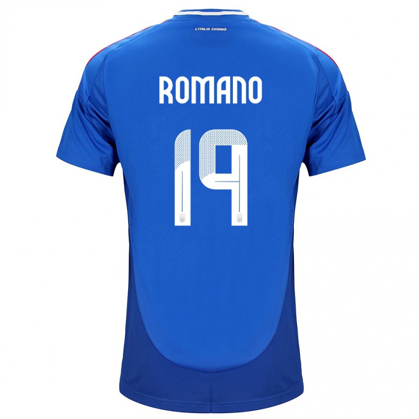 キッズフットボールイタリアMarco Romano#19青ホームシャツ24-26ジャージーユニフォーム