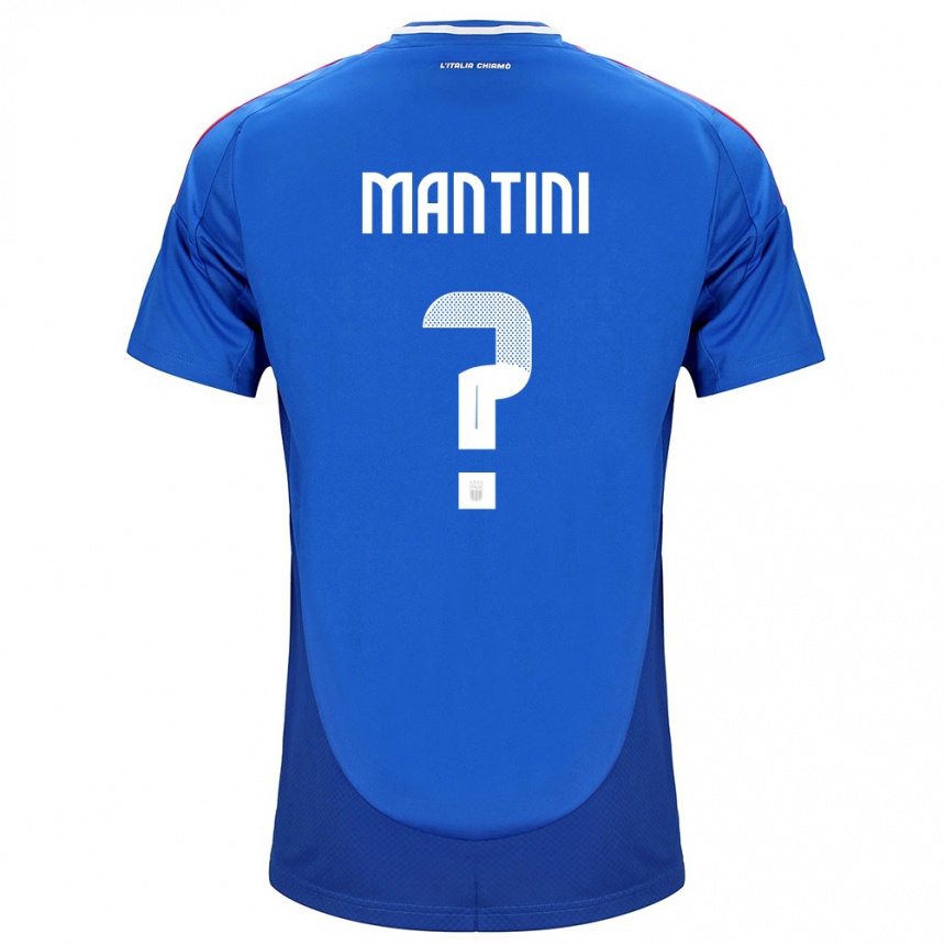 キッズフットボールイタリアMatteo Mantini#0青ホームシャツ24-26ジャージーユニフォーム
